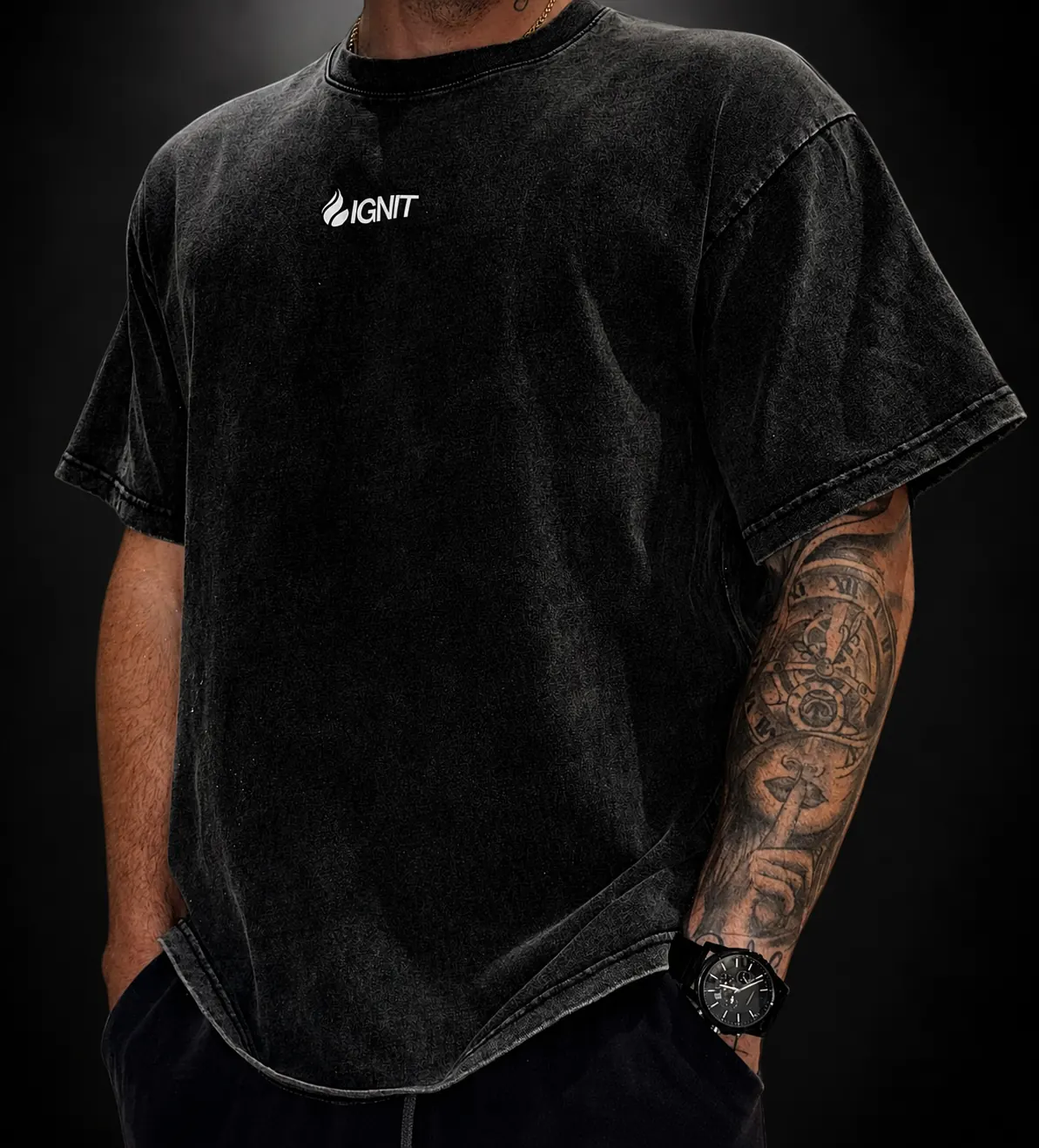 Savage camiseta oversized IGNIT — detalle tejido